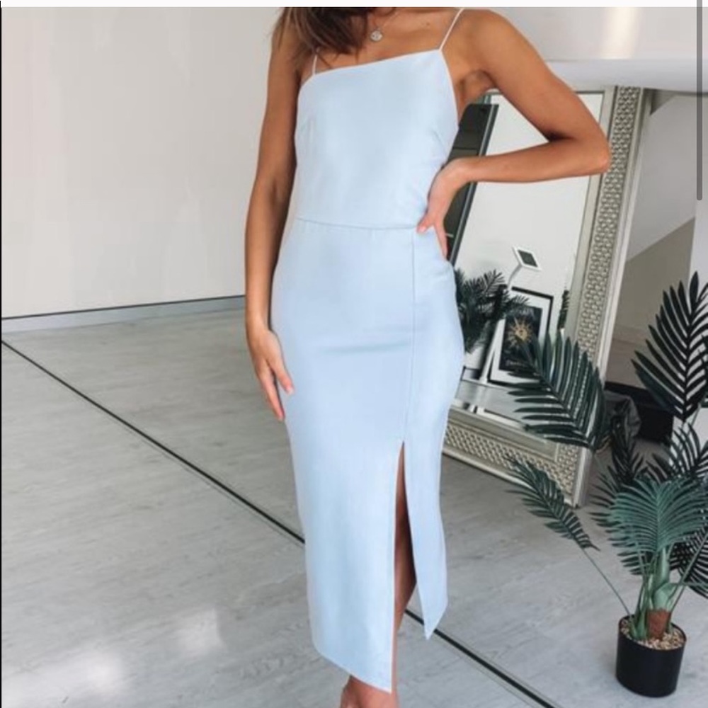 Beginning Boutique Cecilia Bodycon Midi Dress Blue